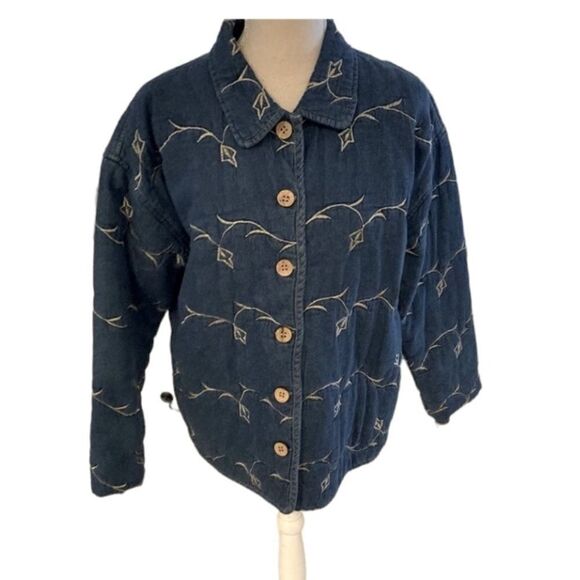 Denim embroidered jean jacket Medium - Picture 2 of 6